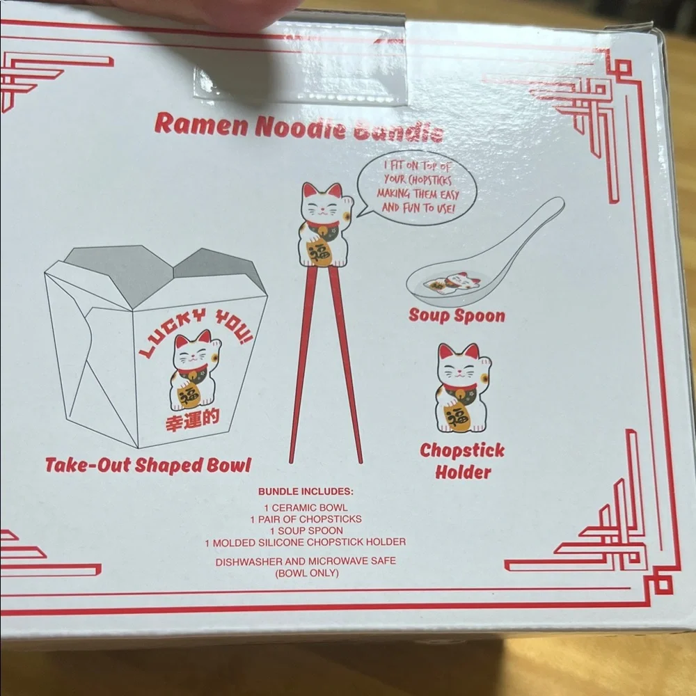 Lucky You! Take Out Bowl Noodle Bundle “7 X 7” Ceramic - Picture 6 of 13